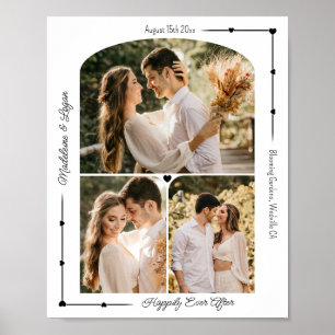 Wedding Couple Custom Photo Collage Modern Hearts Poster