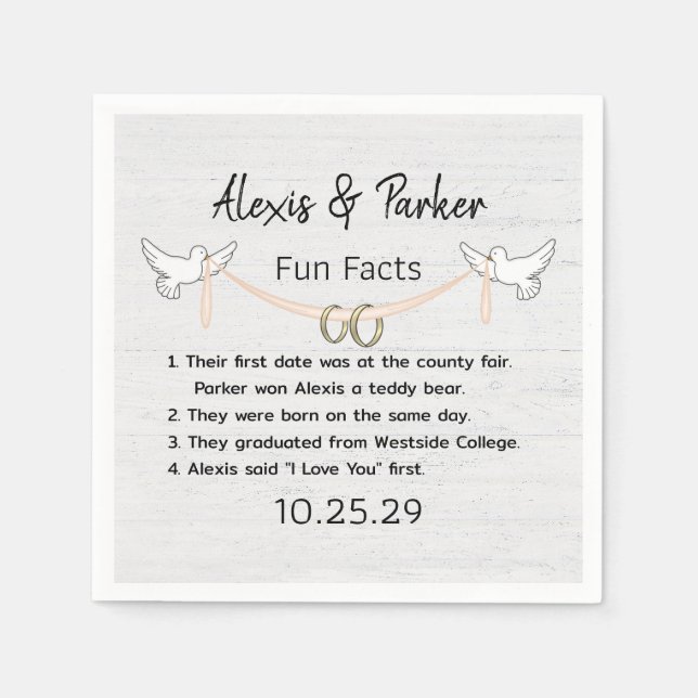 Wedding Couple Fun Facts   Napkin (Front)