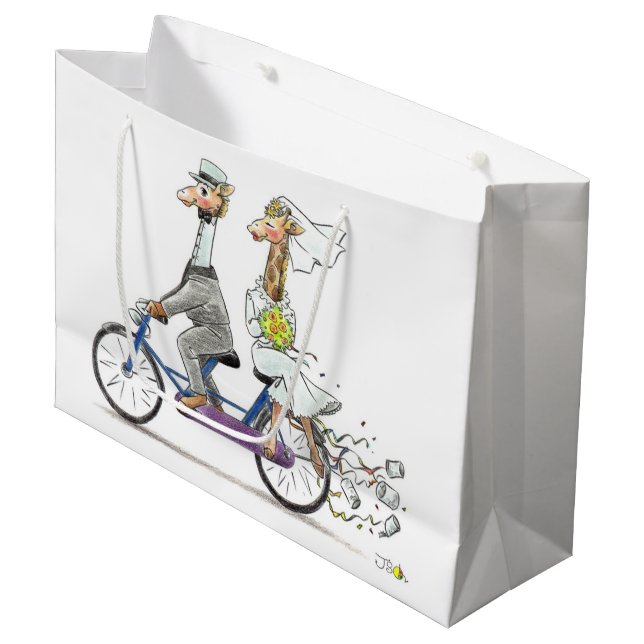 wedding couple giraffes large gift bag (Front Angled)