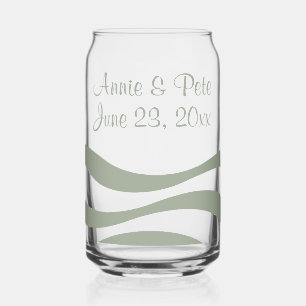 Wedding Couple Green Seafoam Waves Drinkware Set Can Glass