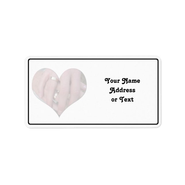 Wedding Couple Hands Together in Heart Label (Front)