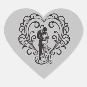Wedding Couple Heart Sticker