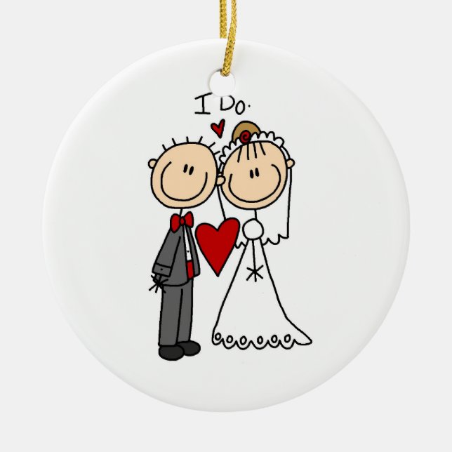Wedding Couple I Do T-shirts and Gifts Ceramic Tree Decoration (Front)