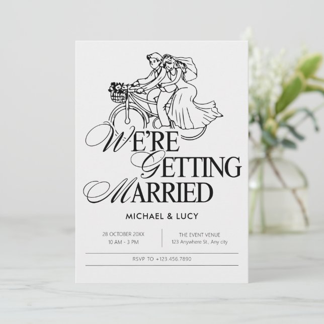 Wedding couple illustrative  invitation (Standing Front)