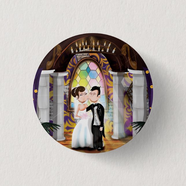 Wedding Couple in Church 3 Cm Round Badge (Front)
