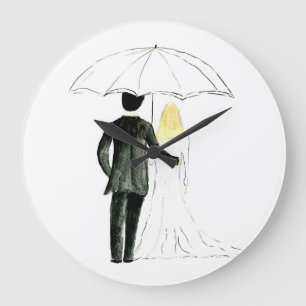 Wedding couple Just married chic watercolor clock