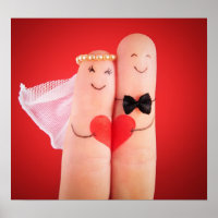 Wedding couple made by fingers, fun cute lovely