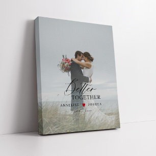 Wedding couple modern elegant photography script canvas print