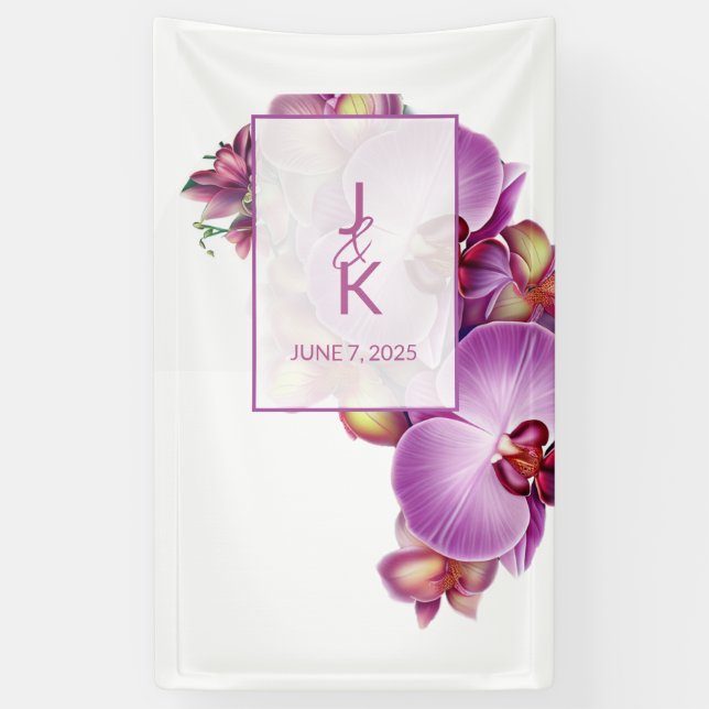 Wedding Couple Monogram Banner (Vertical)