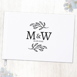 Wedding Couple Monogram Date Botanical Guest Book