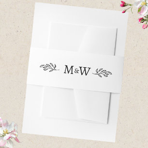Wedding Couple Monogram Elegant Botanical Invitation Belly Band
