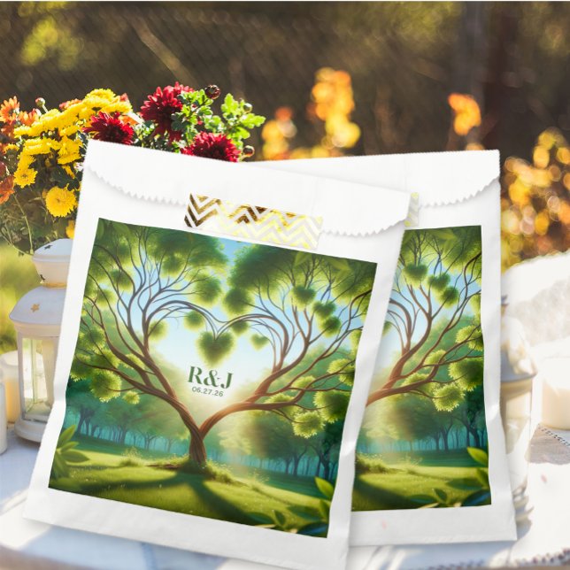 Wedding Couple Monogram Green Favour Bags (Wedding Couple Monogram Green Favor Bags)