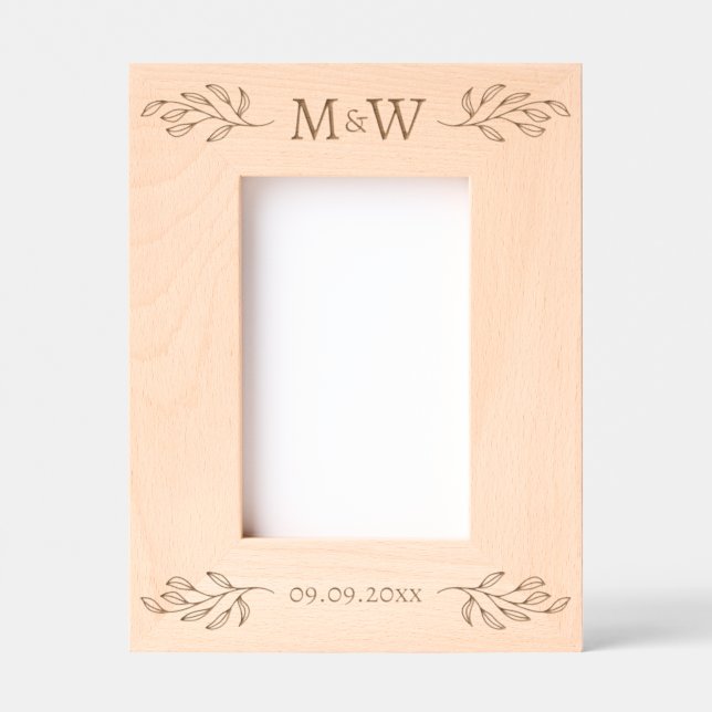 Wedding Couple Monogram Initials Date Personalised Etched Frames (Front)