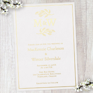 Wedding Couple Monogram Initials Minimalist Gold