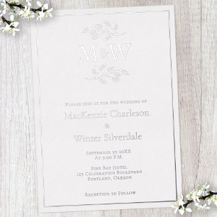 Wedding Couple Monogram Initials Minimalist Silver