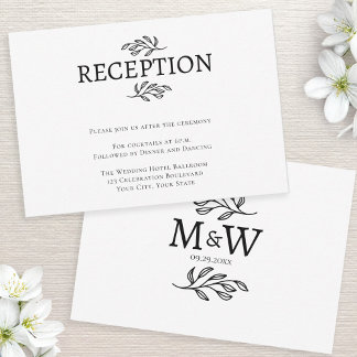 Wedding Couple Monogram Initials Reception Card