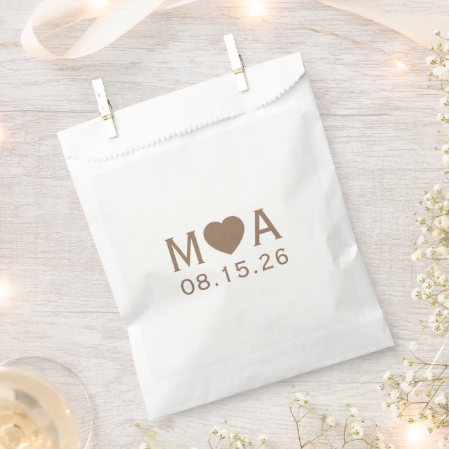 Wedding Couple Monogram Love Heart Favour Bags (Clipped)