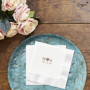 Wedding Couple Monogram Love Heart Napkin