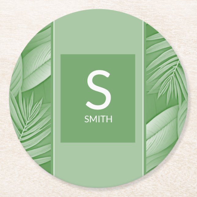 Wedding Couple Monogram Paper Coaster  (Front)