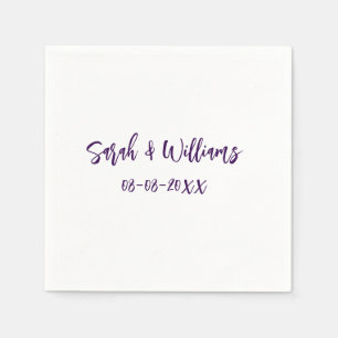 Wedding couple. Name date purple simple minimal mo Napkin