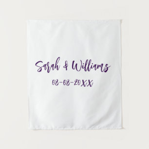 Wedding couple. Name date purple simple minimal mo Tapestry