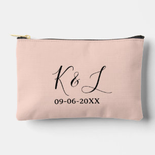 Wedding couple name letter date red pastel backgro accessory pouch