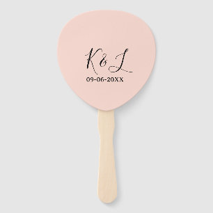 Wedding couple name letter date red pastel backgro hand fan
