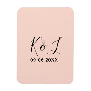 Wedding couple name letter date red pastel backgro magnet