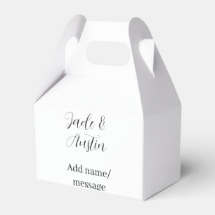 Wedding couple name message date romantic elegant favour box