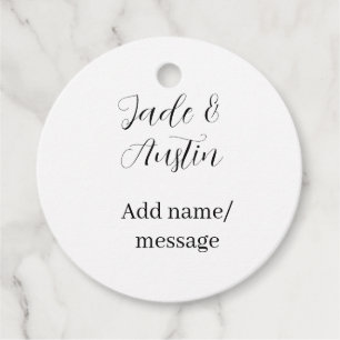 Wedding couple name message date romantic elegant  favour tags