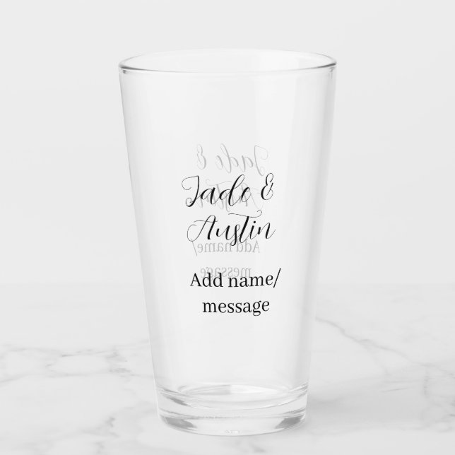 Wedding couple name message date romantic elegant  glass (Front)