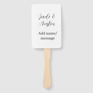 Wedding couple name message date romantic elegant hand fan