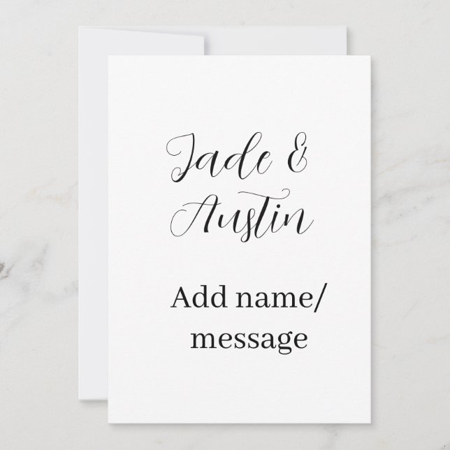 Wedding couple name message date romantic elegant  invitation (Front)
