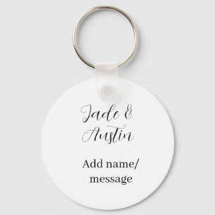 Wedding couple name message date romantic elegant key ring