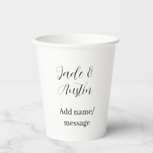 Wedding couple name message date romantic elegant paper cups
