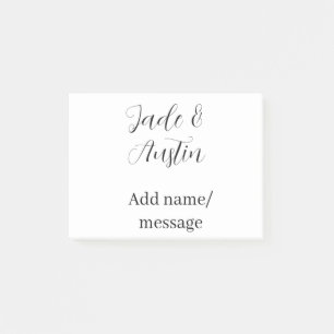 Wedding couple name message date romantic elegant post-it notes