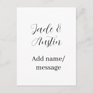 Wedding couple name message date romantic elegant postcard