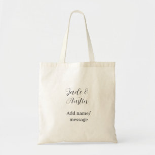 Wedding couple name message date romantic elegant tote bag