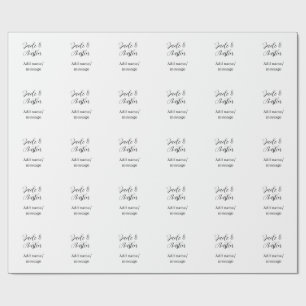 Wedding couple name message date romantic elegant  wrapping paper