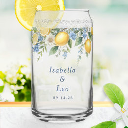Wedding Couple Names Amalfi Lemons Elegant Can Glass