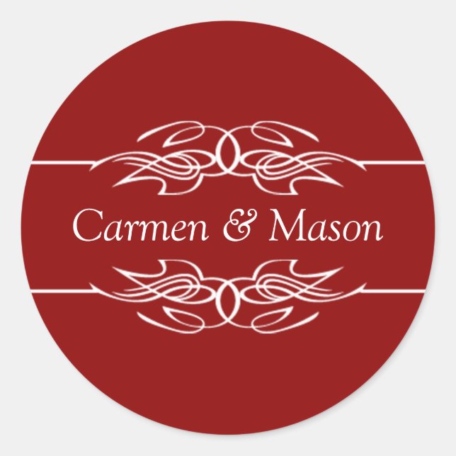 Wedding Couple Names Invitations Dark Red Seals (Front)