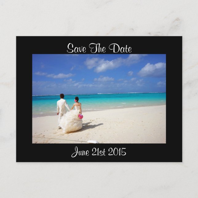 Wedding Couple on a Beach Save the Date Announcement Postcard (Front)