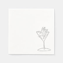 Wedding Couple on a Martini Cocktail Napkin