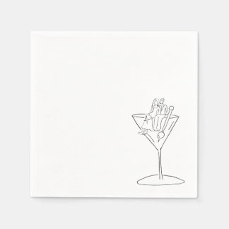 Wedding Couple on a Martini Cocktail Napkin