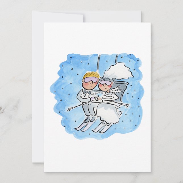 Wedding Couple on a Ski Lift Invitation (Front)
