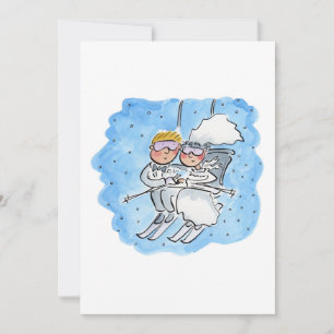 Wedding Couple on a Ski Lift Invitation