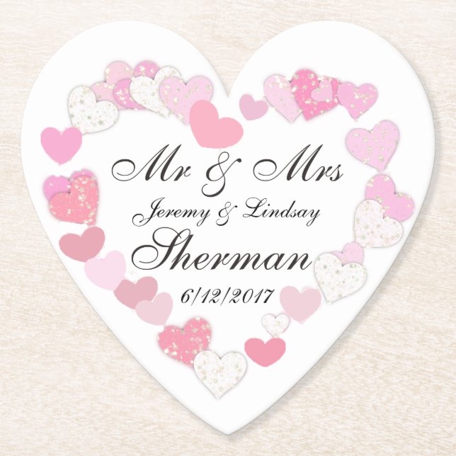 Wedding Couple Personalised Custom Paper Coaster (Front)