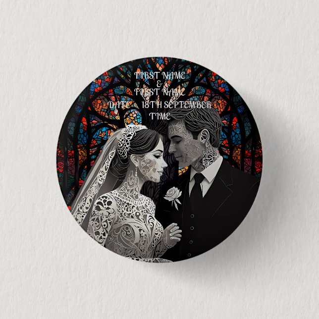 Wedding couple personalised gift ideas 3 cm round badge (Front)