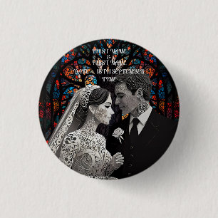 Wedding couple personalised gift ideas 3 cm round badge