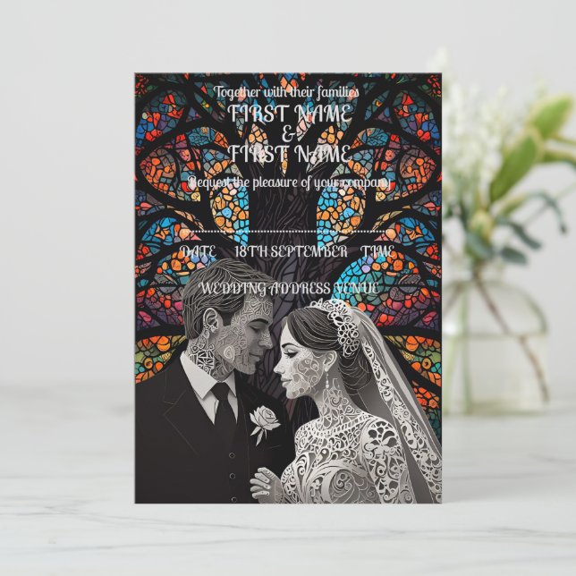 Wedding couple personalised gift ideas invitation (Standing Front)